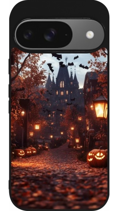 Coque Google Pixel 9 / Pixel 9 Pro - Silicone rigide noir Halloween 2025 Haunted house Coque Google Pixel 9 / Pixel 9 Pro - Silicone rigide noir Halloween 2025 Haunted house