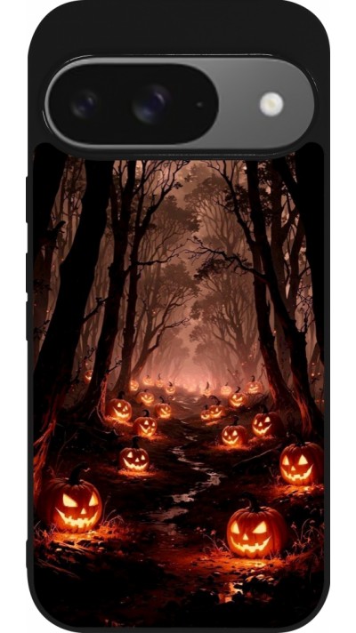 Coque Google Pixel 9 / Pixel 9 Pro - Silicone rigide noir Halloween 2025 Road of Terrifying Pumpkins Coque Google Pixel 9 / Pixel 9 Pro - Silicone rigide noir Halloween 2025 Road of Terrifying Pumpkins