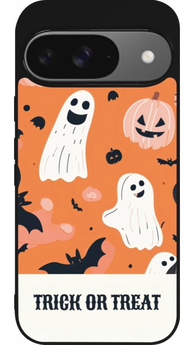 Coque Google Pixel 9 / Pixel 9 Pro - Silicone rigide noir Halloween 2025 Trick treat Coque Google Pixel 9 / Pixel 9 Pro - Silicone rigide noir Halloween 2025 Trick treat
