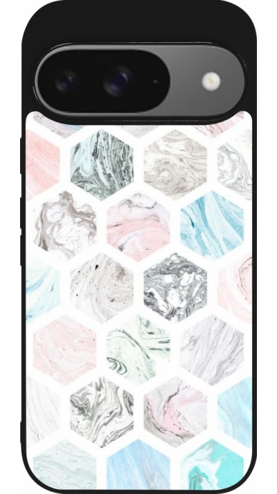 Google Pixel 9 / Pixel 9 Pro Case Hülle - Silikon schwarz Marble Everything