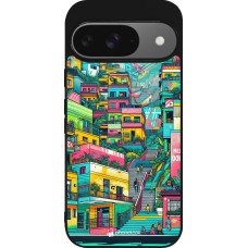 Coque Google Pixel 9 / Pixel 9 Pro - Silicone rigide noir Medellin Comuna 13 Art