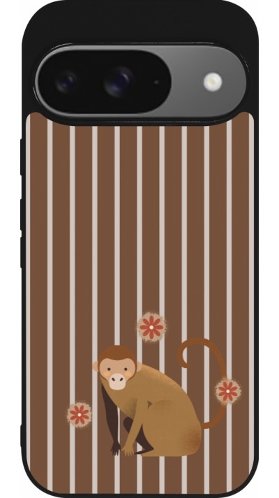 Google Pixel 9 / Pixel 9 Pro Case Hülle - Silikon schwarz Monkey with stripes