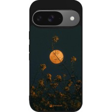 Google Pixel 9 / Pixel 9 Pro Case Hülle - Silikon schwarz Moon Flowers
