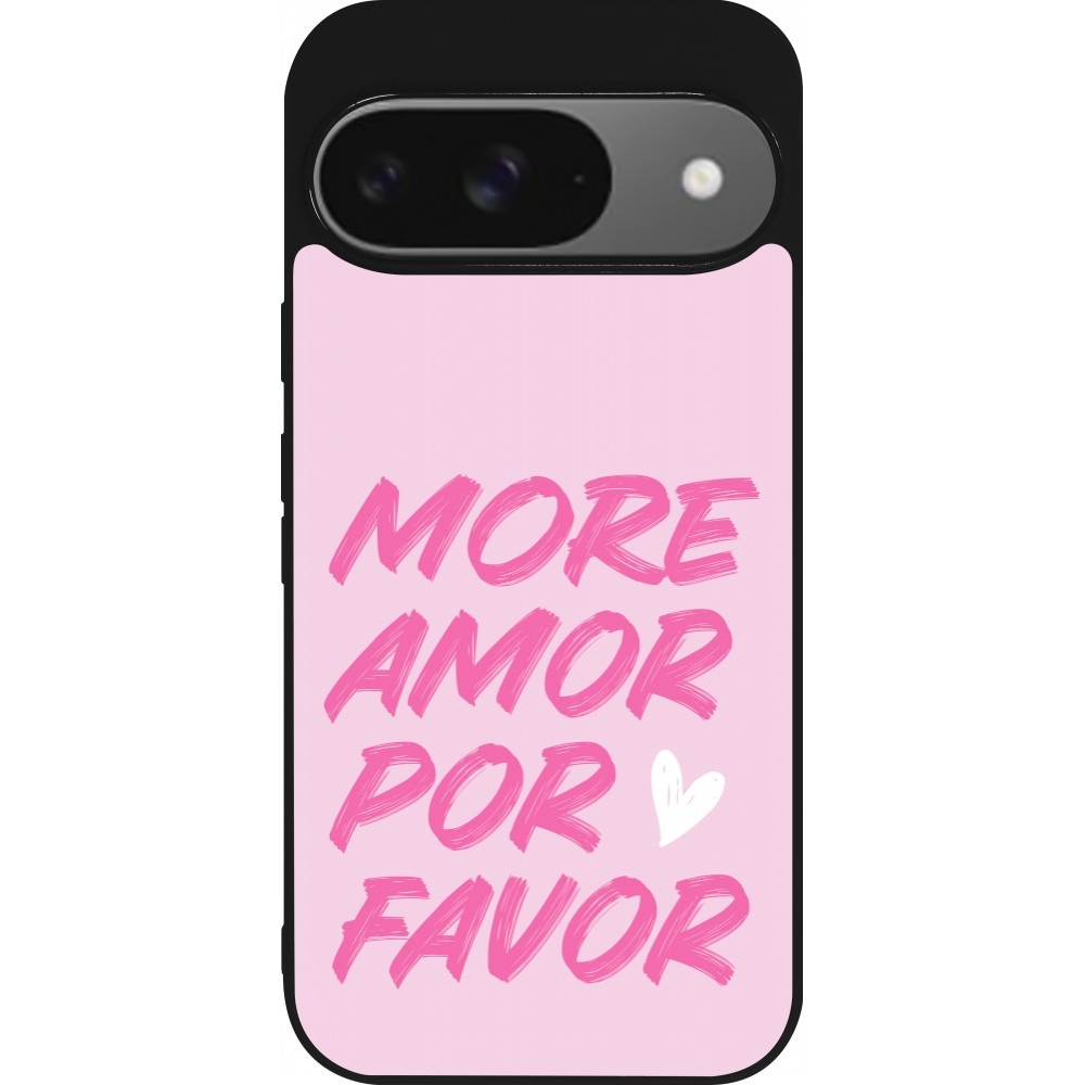 Google Pixel 9 / Pixel 9 Pro Case Hülle - Silikon schwarz More amor porfavor