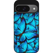 Google Pixel 9 / Pixel 9 Pro Case Hülle - Silikon schwarz Papillon bleu