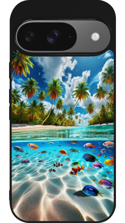 Coque Google Pixel 9 / Pixel 9 Pro - Silicone rigide noir Plage Paradis