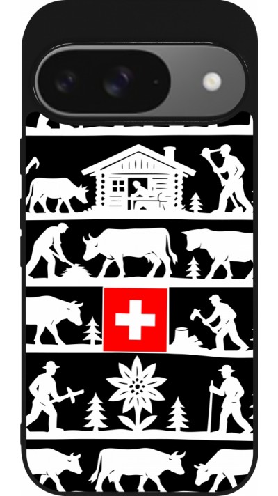 Coque Google Pixel 9 / Pixel 9 Pro - Silicone rigide noir Poya Suisse 1 noir