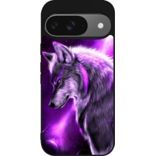 Google Pixel 9 / Pixel 9 Pro Case Hülle - Silikon schwarz Purple Sky Wolf