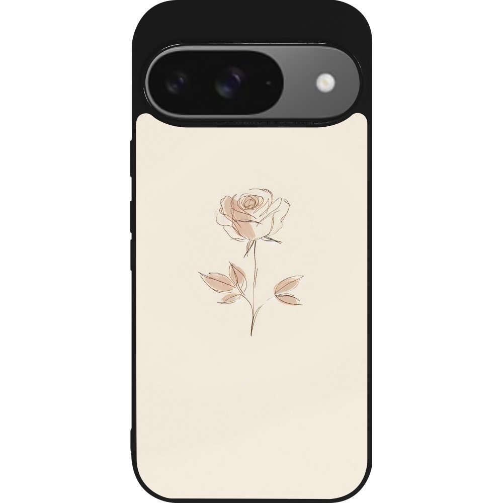 Google Pixel 9 / Pixel 9 Pro Case Hülle - Silikon schwarz Rosa Sand Minimalistisch