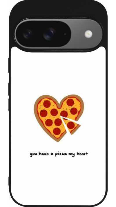 Google Pixel 9 / Pixel 9 Pro Case Hülle - Silikon schwarz Saint Valentines Day 26 You have my pizza heart