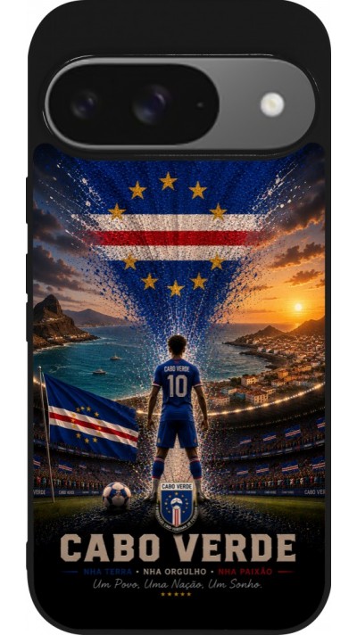 Coque Google Pixel 9 / Pixel 9 Pro - Silicone rigide noir Football Cap-Vert splash 2026