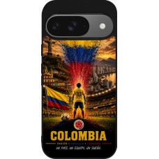 Coque Google Pixel 9 / Pixel 9 Pro - Silicone rigide noir Football Colombie splash 2026