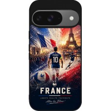 Coque Google Pixel 9 / Pixel 9 Pro - Silicone rigide noir Football France splash 2026