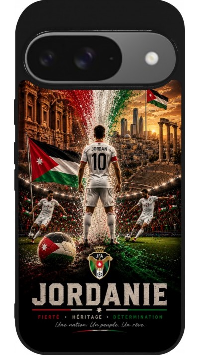 Coque Google Pixel 9 / Pixel 9 Pro - Silicone rigide noir Football Jordanie splash 2026