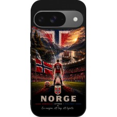 Coque Google Pixel 9 / Pixel 9 Pro - Silicone rigide noir Football Norvège splash 2026