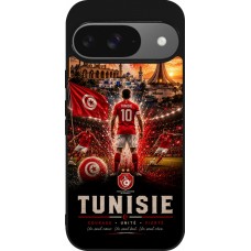 Coque Google Pixel 9 / Pixel 9 Pro - Silicone rigide noir Football Tunisie splash 2026