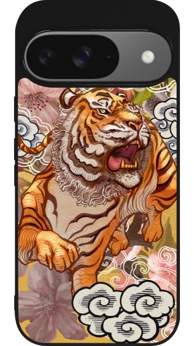 Coque Google Pixel 9 / Pixel 9 Pro - Silicone rigide noir Spring 23 japanese tiger Coque Google Pixel 9 / Pixel 9 Pro - Silicone rigide noir Spring 23 japanese tiger