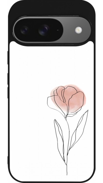 Coque Google Pixel 9 / Pixel 9 Pro - Silicone rigide noir Spring 23 minimalist flower Coque Google Pixel 9 / Pixel 9 Pro - Silicone rigide noir Spring 23 minimalist flower