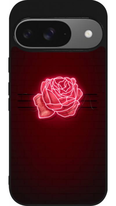 Coque Google Pixel 9 / Pixel 9 Pro - Silicone rigide noir Spring 23 neon rose Coque Google Pixel 9 / Pixel 9 Pro - Silicone rigide noir Spring 23 neon rose
