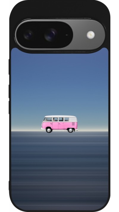 Coque Google Pixel 9 / Pixel 9 Pro - Silicone rigide noir Spring 23 pink bus Coque Google Pixel 9 / Pixel 9 Pro - Silicone rigide noir Spring 23 pink bus