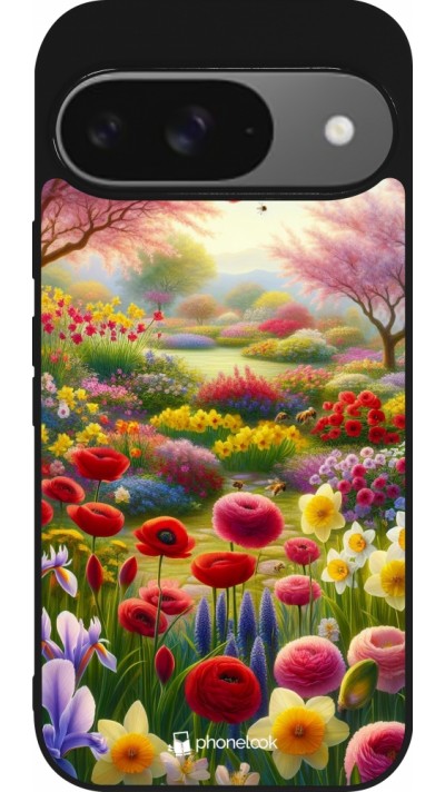 Coque Google Pixel 9 / Pixel 9 Pro - Silicone rigide noir Spring 25 Bouquet printemps Coque Google Pixel 9 / Pixel 9 Pro - Silicone rigide noir Spring 25 Bouquet printemps