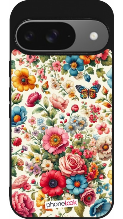 Coque Google Pixel 9 / Pixel 9 Pro - Silicone rigide noir Spring 25 printemps fleuri Coque Google Pixel 9 / Pixel 9 Pro - Silicone rigide noir Spring 25 printemps fleuri