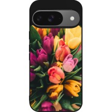 Coque Google Pixel 9 / Pixel 9 Pro - Silicone rigide noir Bouquet of tulips 2026