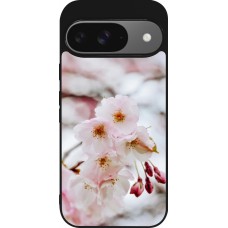 Coque Google Pixel 9 / Pixel 9 Pro - Silicone rigide noir Cherry tree 2026