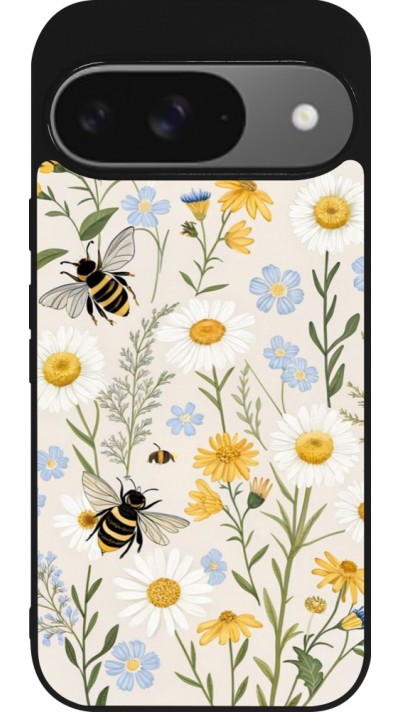 Coque Google Pixel 9 / Pixel 9 Pro - Silicone rigide noir Pattern bees 2026