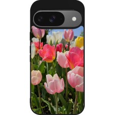Coque Google Pixel 9 / Pixel 9 Pro - Silicone rigide noir Tulips 2026