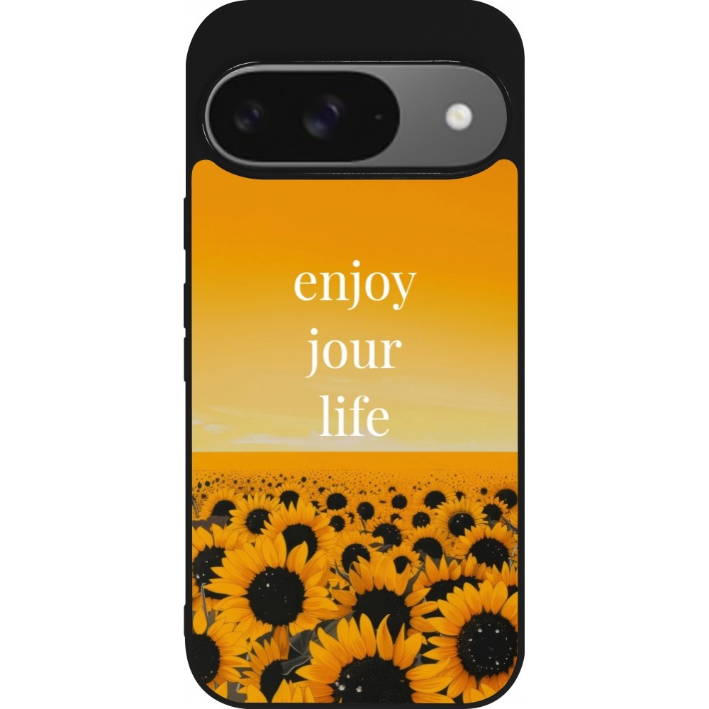 Coque Google Pixel 9 / Pixel 9 Pro - Silicone rigide noir Summer 2025 Enjoy your life