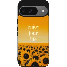 Coque Google Pixel 9 / Pixel 9 Pro - Silicone rigide noir Summer 2025 Enjoy your life