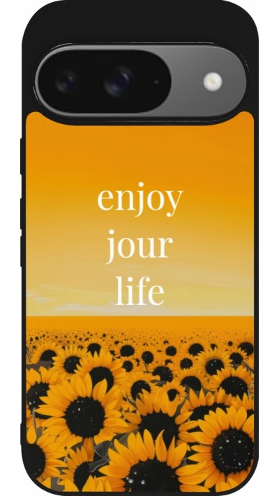 Coque Google Pixel 9 / Pixel 9 Pro - Silicone rigide noir Summer 2025 Enjoy your life