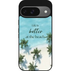 Coque Google Pixel 9 / Pixel 9 Pro - Silicone rigide noir Summer 2025 Life is better at the beach