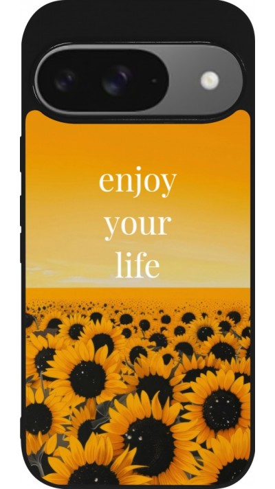 Coque Google Pixel 9 / Pixel 9 Pro - Silicone rigide noir Summer 2026 Enjoy your life