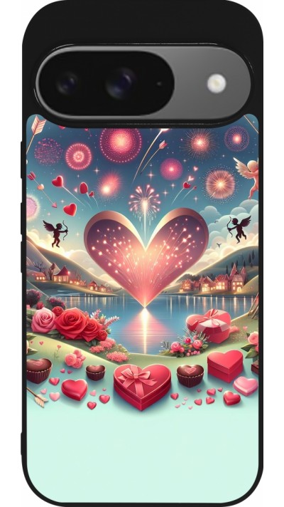 Google Pixel 9 / Pixel 9 Pro Case Hülle - Silikon schwarz Valentin 2025 Schick