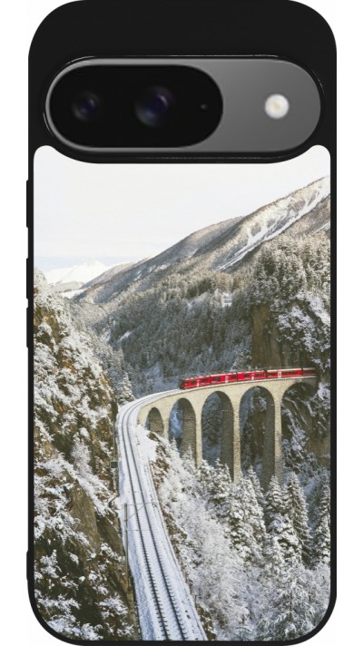 Coque Google Pixel 9 / Pixel 9 Pro - Silicone rigide noir Winter 25 Winter polar express
