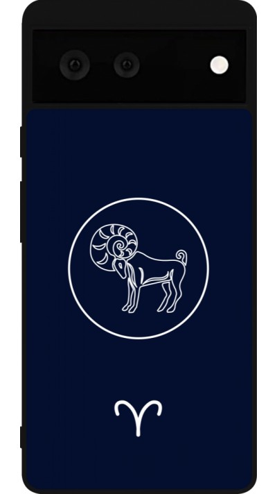 Coque Google Pixel 6 - Silicone rigide noir Astrologie Bélier