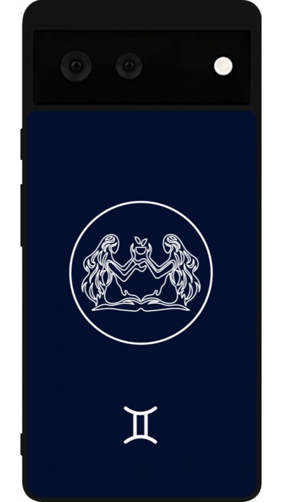 Coque Google Pixel 6 - Silicone rigide noir Astrologie Gémeaux