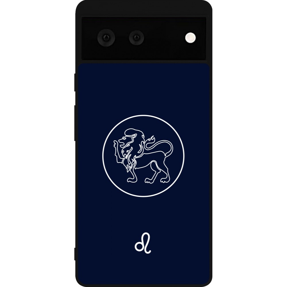 Coque Google Pixel 6 - Silicone rigide noir Astrologie Lion