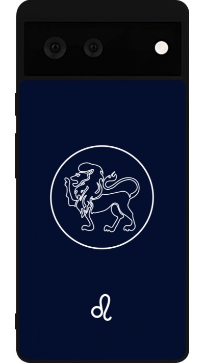 Coque Google Pixel 6 - Silicone rigide noir Astrologie Lion