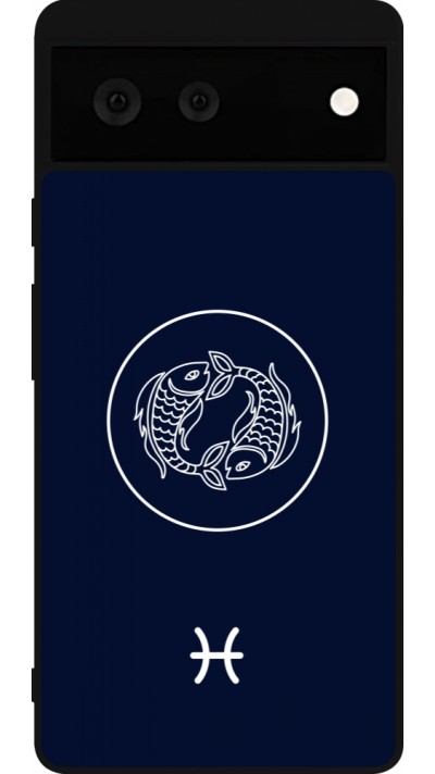 Coque Google Pixel 6 - Silicone rigide noir Astrologie Poissons