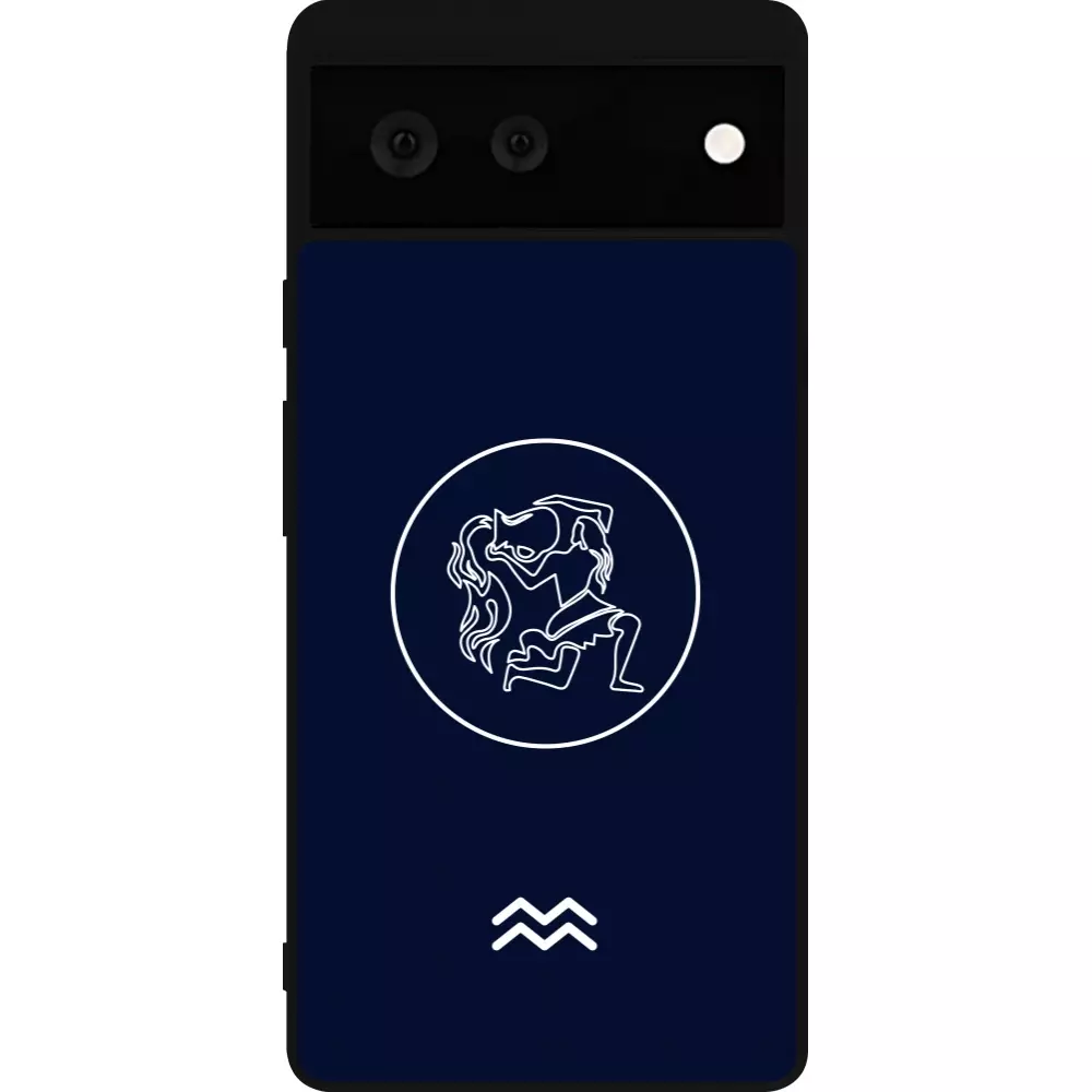 Coque Google Pixel 6 - Silicone rigide noir Astrologie Verseau