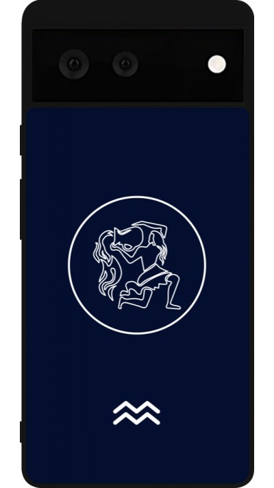 Coque Google Pixel 6 - Silicone rigide noir Astrologie Verseau