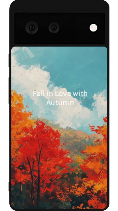 Coque Google Pixel 6 - Silicone rigide noir Autumn 25 Fall in love