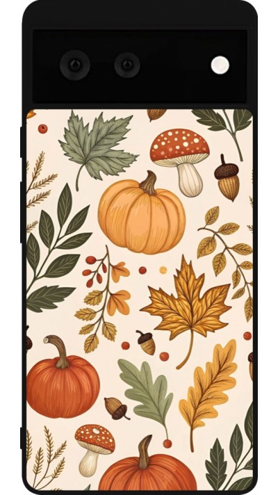 Coque Google Pixel 6 - Silicone rigide noir Autumn 25 Autumn pattern