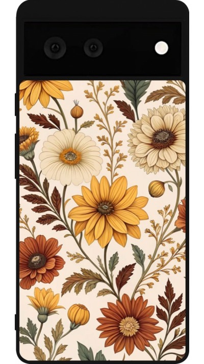 Coque Google Pixel 6 - Silicone rigide noir Autumn 25 Flower pattern