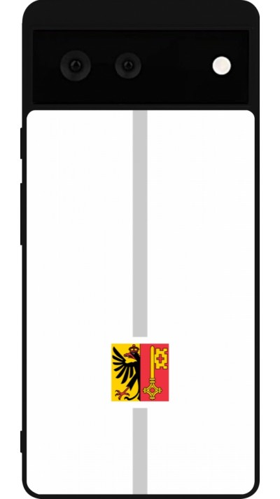 Google Pixel 6 Case Hülle - Silikon schwarz Kanton GE weiss