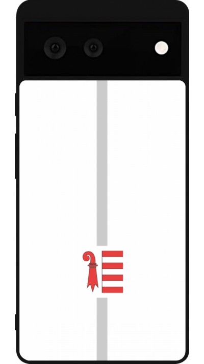 Google Pixel 6 Case Hülle - Silikon schwarz Kanton JU weiss