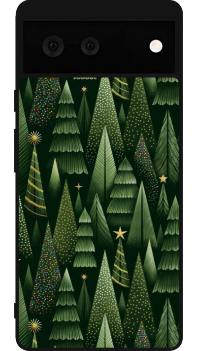 Coque Google Pixel 6 - Silicone rigide noir Christmas 25 Pattern Xmas Tree